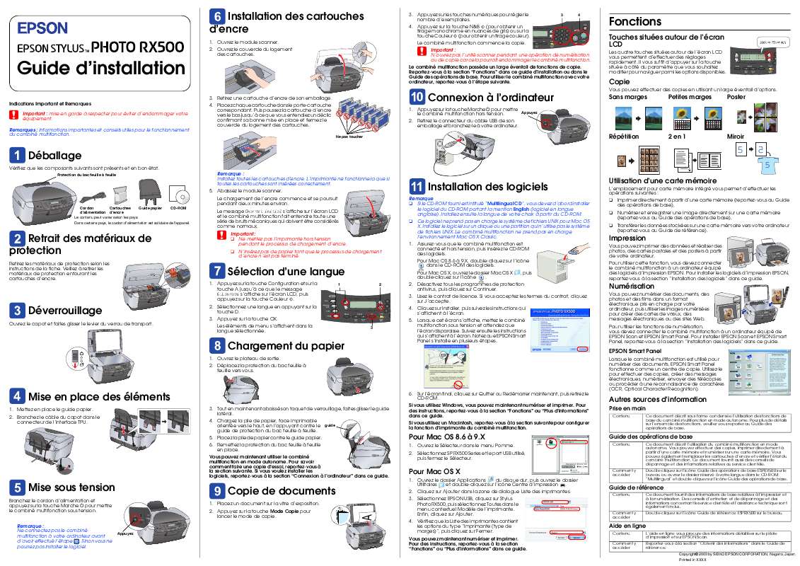 Notice Epson Stylus Photo Rx500 Imprimante Trouver Une Solution à Un Problème Epson Stylus 6394